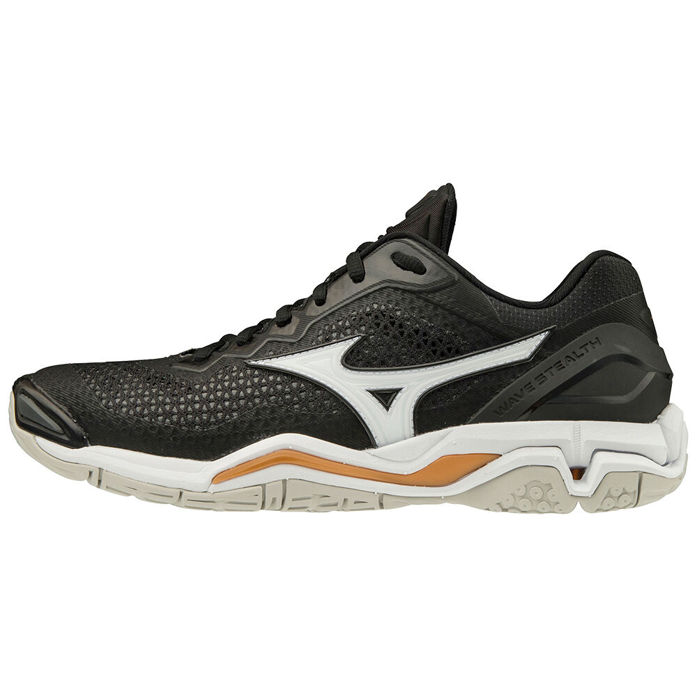 Womens Mizuno WAVE STEALTH V NB Netball Shoes Black/White Philippines (RJUQOL041)